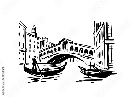 Rialto Bridge, Venice. Italy sketch