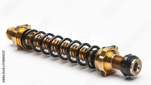 motorcycle suspension Shock absorber gold colour and Springs black colour isolate on white background