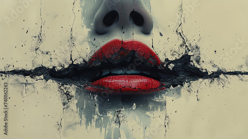 Kunst - Mund mit roten Lippen
