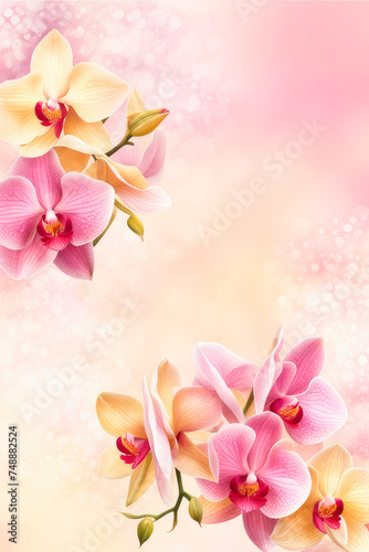 Art background with orchid flowers. Wallpaper with orchid flowers.