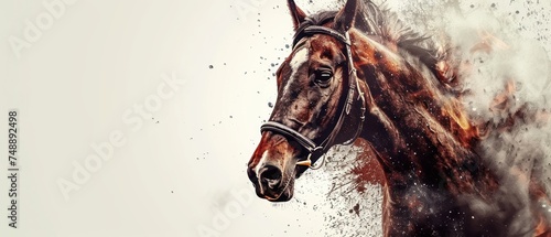 a close up of a horse's head with a lot of smoke coming out of the back of it.