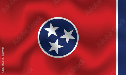 Flat Illustration of Tennessee flag. Tennessee flag design. Tennessee wave flag. 