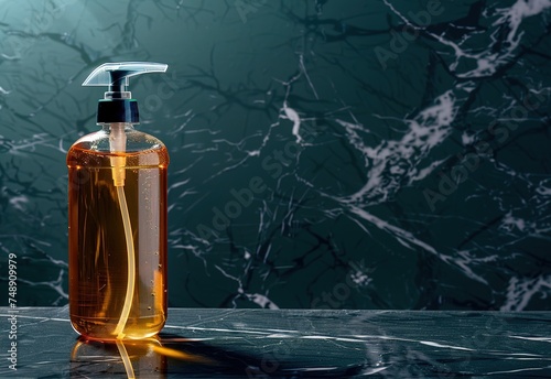 Elegant Amber Glass Dispenser Bottle Isolated on Vintage Background