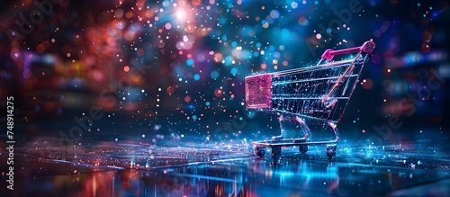 Dreamy Pointillism Shopping Cart on a Bright Cloudy Night