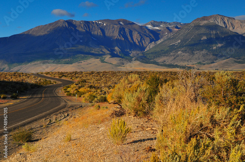Early morning on the Eastern Sierra, from a road near Mono Lake, California, USA.
