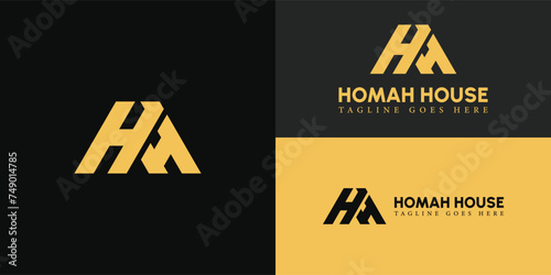 Abstract initial letter H or HH logo in gold color isolated in multiple backgrounds applied for real estate development firm logo also suitable for the brands or companies have initial name H or HH.