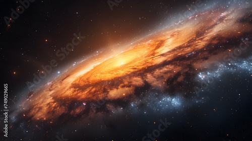 Fantasy space landscape, with galaxy, milky way, and stars. Contemporary space photography.