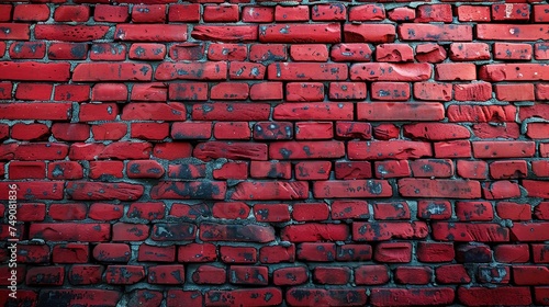 brick wall of red color, wide panorama