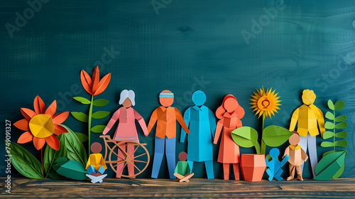 Diversity And Inclusion At Workplace. Disabled people work together in the office, world disability day, handicapped persons. Vector illustration 