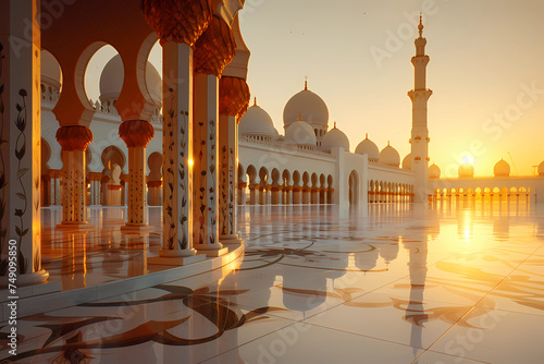 the grand mosque at sunrise