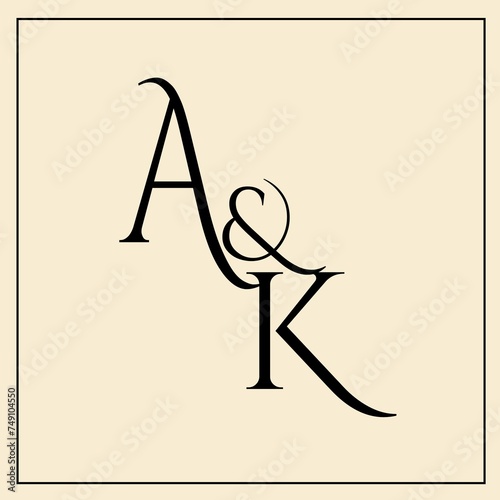Elegant monogram design, A&K intertwined