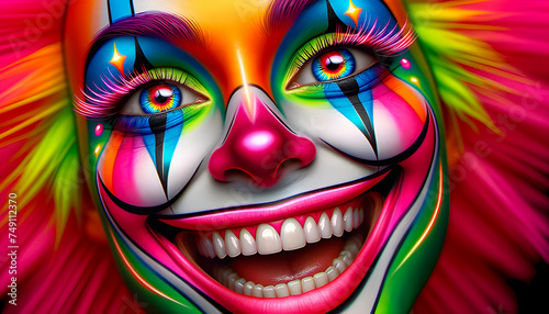 a circus face make-up mask carnival clown makeup birthday joker show cirque entertainment eyes crazy cosplay performing comedy strange cosmetics festival festive fantasy costume Halloween fun party