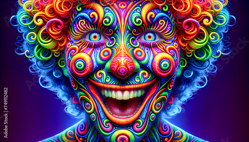 a face make-up carnival circus clown makeup birthday joker show cirque entertainment eyes crazy cosplay performing comedy strange cosmetics festival festive fantasy costume Halloween fun mask party