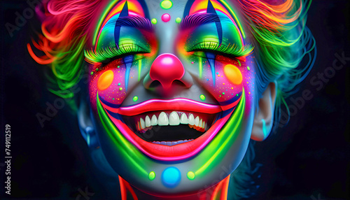 a circus clown makeup birthday joker show face make-up carnival cirque entertainment eyes crazy cosplay performing comedy strange cosmetics festival festive fantasy costume Halloween fun mask party