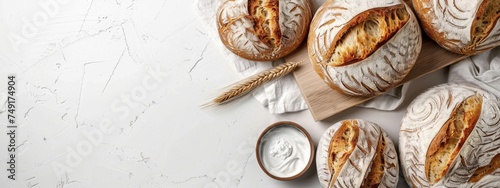 Bread bakery background top food view fresh white wheat loaf. Background food flour bakery top bread slice pastry brown breakfast bake organic cut table french grain baguette board wood whole wooden.