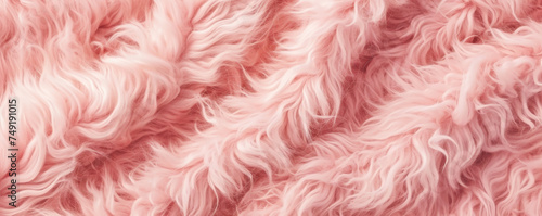 A luxurious pink fur texture featuring soft, plush fibers that create a cozy and inviting surface.
