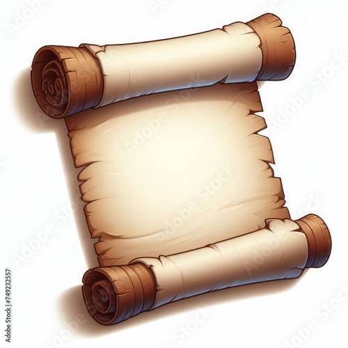 A digitally created image of an ancient, blank scroll rolled at both ends, offering a canvas for untold stories. Its simplicity beckons to scribes of ages past and present.