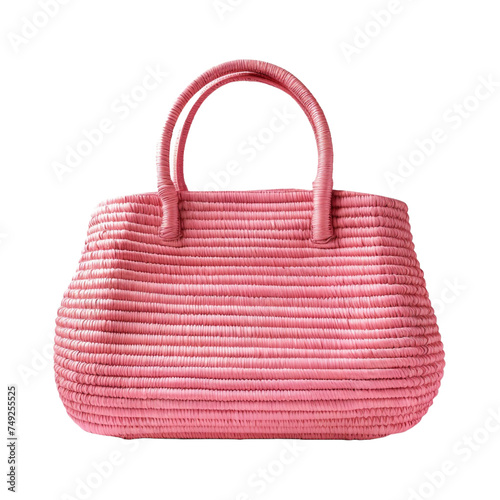 Straw bag pink isolated on transparent background