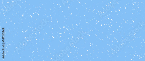 Hand-drawn white diagonal raindrop on blue background. Seamless texture with dashed strokes. Rain pattern. Wrapping paper with small dots or rain painted with a brush. Abstract modern vector texture.