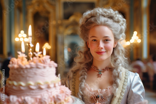 Marie-Antoinette eating a piece of cake in the Palace of Versailles "Let them eat cake"