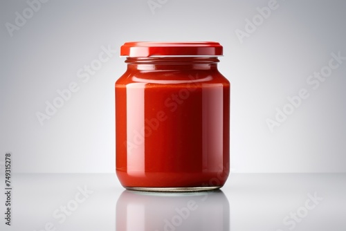 Tomato paste jar alone on white background