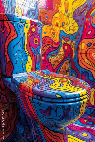 Close up on toilets arty illustration colourful, generated with AI