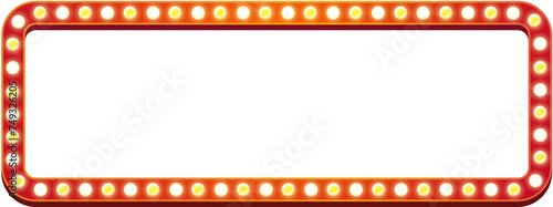  Rectangle Light Frame with Electric Bulbs. Isolated Illustration