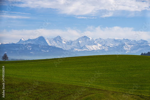 The "Dreigestirn" in the Swiss Alps and Berner Oberland | View from Bern Gurten | Eiger Jungfrau Jungfraujoch Mönch