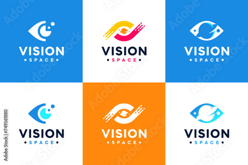 set of vision logo with space, technology universe , logo design template.
