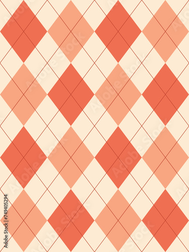 Argyle pattern Coral. Seamless geometric background for clothing, wrapping paper.