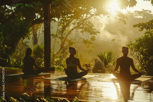 A diverse group of people sitting peacefully on colorful yoga mats, engaging in mindfulness practices in a serene setting