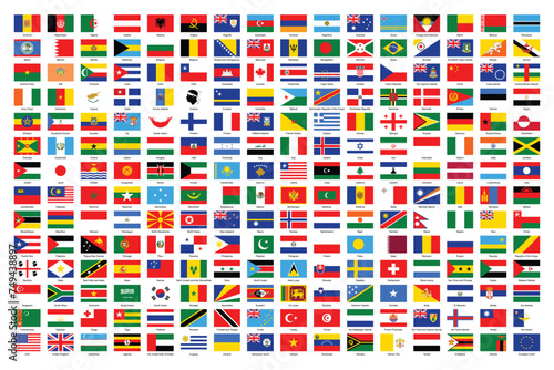 Flags of the world. Big collection set of World Countries National Flags. In alphabetical order