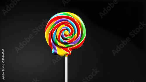 lollipop on a black background. glassy lollipop on black background