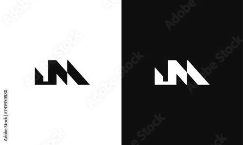 Letter JM, MJ minimal flat Logo design, fully Editable as Vector Format in Black and White Color palette.