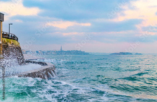 2019 02 21, Brittany, France: High tide in Saint-Malo