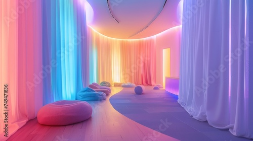 Sensory-Friendly Spaces: Designed for sensory sensitivities with quiet areas, calm corners, pastel colors, and rooms with soothing lights and textures.