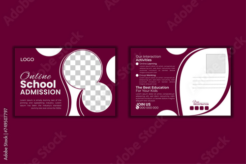 simple corporate Online School admission for post card design template
