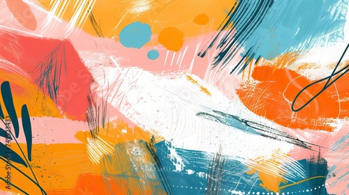 Minimalist abstract brush stroke painting seamless pattern illustration