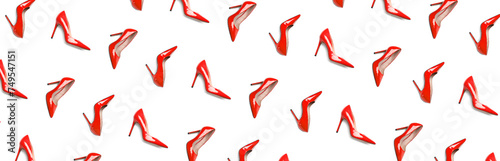 Pattern for design with red high-heels on white background