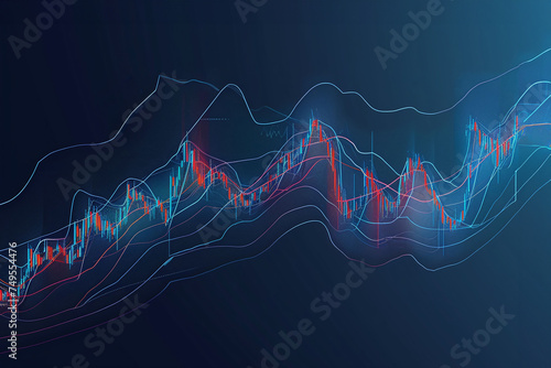 Abstract investment trading graph in graphic concept for financial investment or Economic trends. Neon colors.