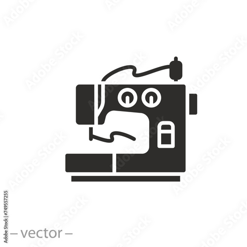 workshop tailoring icon, sewing machine, stitching flat symbol on white background - vector illustration