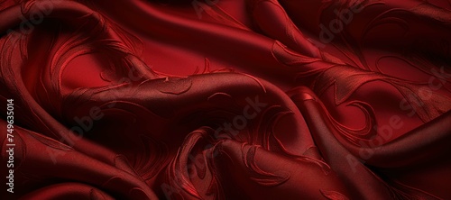 waves of red cloth with floral motif 8