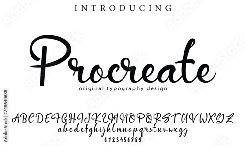 Procreate Font Stylish brush painted an uppercase vector letters, alphabet, typeface