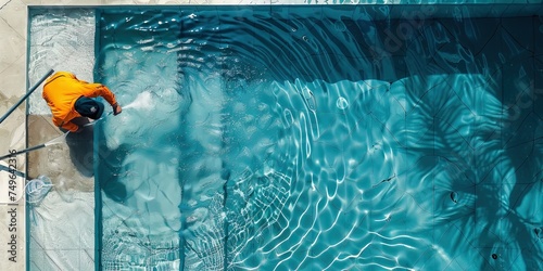 Pool cleaner cleaning the swimming pool water