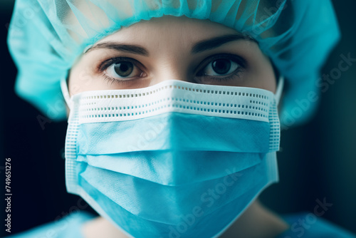 close up of a female healthcare nurse/doctor wearing full medical ket