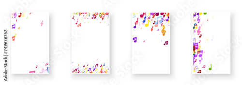 Varied Musical Note Borders on White