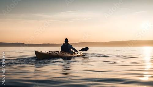 a person kayaking on open water