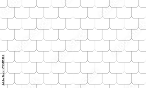 Grey outline square roof tile pattern. Vector Repeating Texture.