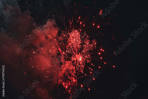 Rocket of red fireworks