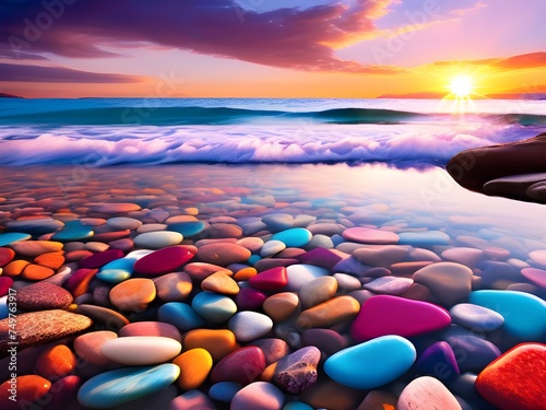 Seaside Serenity: Vibrant Stone Wallpaper for Captivating Backgrounds